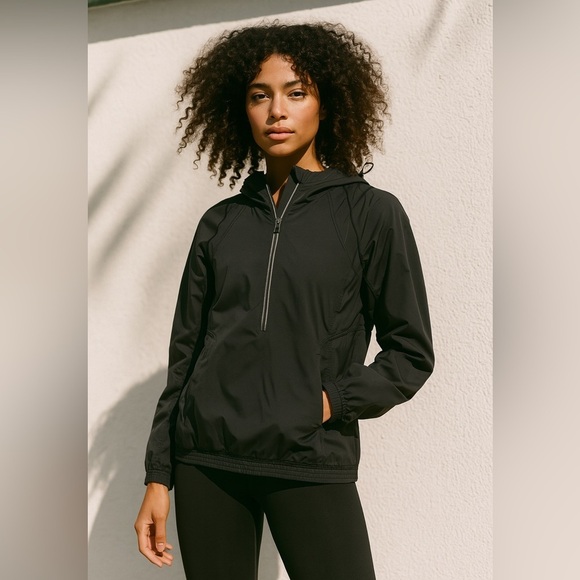 LULULEMON 1/2 Zip Black Hooded Pullover Running Jacket - Picture 1 of 4